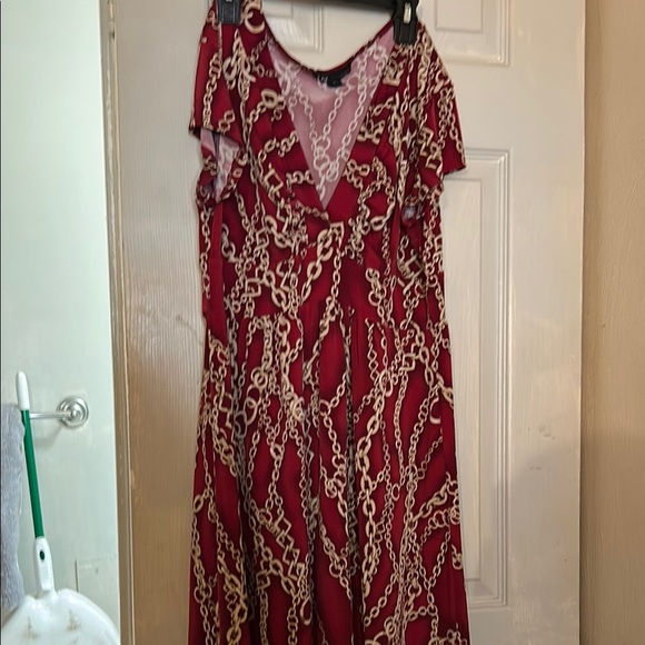 I.N. Studio Red Flutter Sleeve V-Neck Midi Sundress - Picture 1 of 1